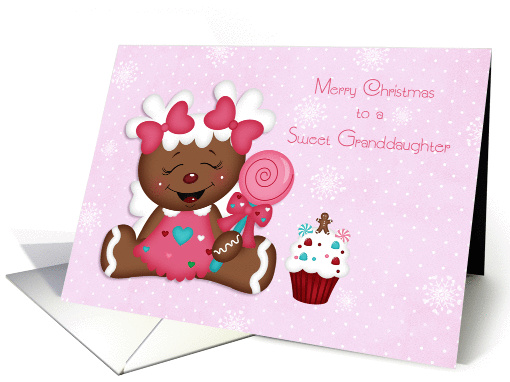 Christmas Gingerbread Girl, Pink, Granddaughter card (1324496)
