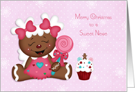 Christmas Gingerbread Girl, Pink, Niece card