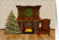 Cozy Christmas Scene, Fireplace card
