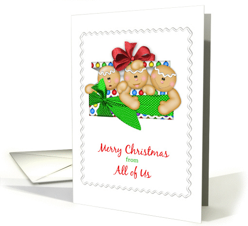 Gingerbread Trio, Gift Box, Merry Christmas from All of Us card