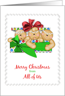 Gingerbread Trio, Gift Box, Merry Christmas from All of Us card