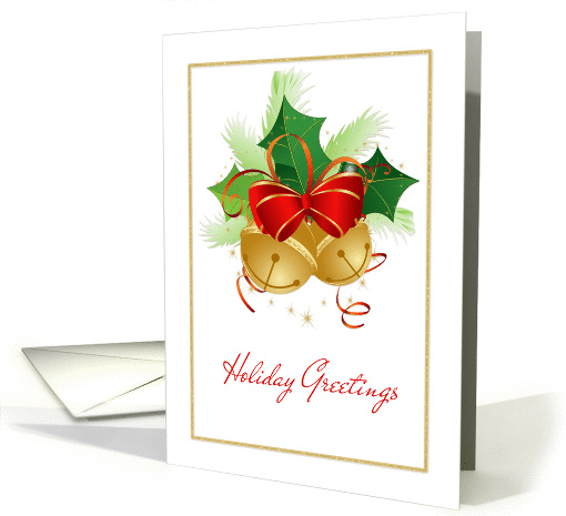 Gold Bells, Holly, Christmas Holiday card (1335618)