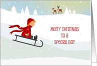 Sleigh Riding Boy, Christmas card