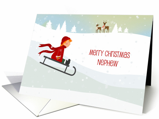 Sleigh Riding Boy, Nephew, Merry Christmas card (1335656)