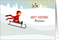 Sleigh Riding Boy, Customize Name card