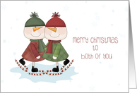 Skating Snowmen, Merry Christmas, Gay Couple card