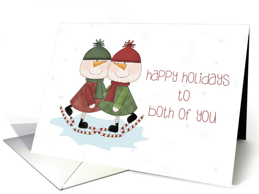 Skating Snowmen, Happy Holidays, Gay Couple card (1335958)
