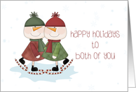 Skating Snowmen, Happy Holidays, Gay Couple card