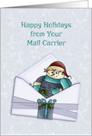 Snowman in Envelope, Happy Holidays from Mail Carrier card