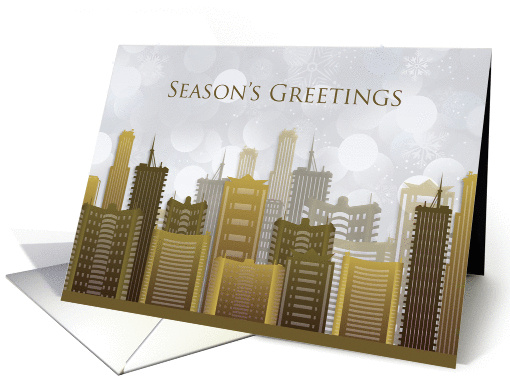 Gold, Silver, Urban Skyline Season's Greetings card (1337710)