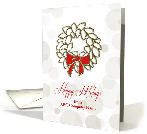 Golden Wreath, Happy Holidays, Customizable card (1337726)