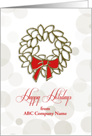 Golden Wreath, Happy Holidays, Customizable card