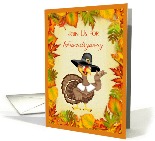 Friendsgiving Invitation, Turkey, Autumn Leaves card (1340256)