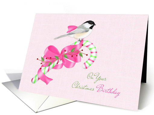 Bird on Candy Cane, Christmas Birthday card (1342350)