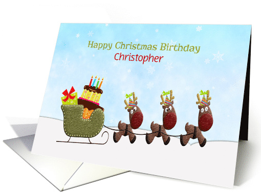 Reindeer and Sled, Christmas Birthday, Customize card (1342824)