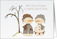 Snow Couple, Christmas, Cousin and Family card