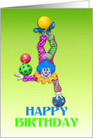 Balancing Balls, Clown, Happy Birthday card