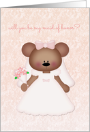 Cute Bear Bride, Maid of Honor Invitation card