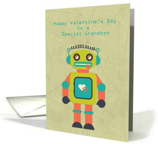 Cute Robot, Happy Valentine's Day, Grandson card (1350902)
