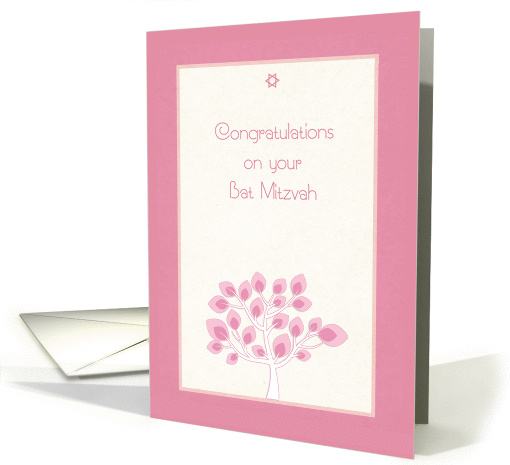 Bat Mitzvah Congratulations, Pink Tree card (1351812)