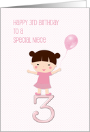 Third Birthday Niece, Asian Girl, Pink card