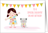 Birthday, Asian Girl, Kitten, For Daughter card
