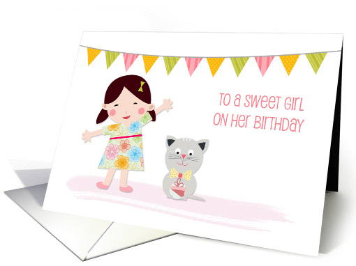 Birthday, Asian Girl, Kitten, For Sweet Girl card (1352738)