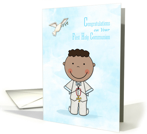 First Communion, Dark-skinned Boy, Congratulations card (1353116)