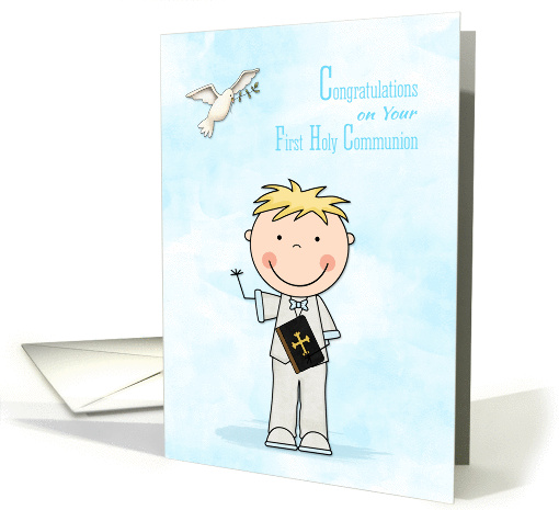 First Communion, Blonde Boy, Congratulations card (1353128)