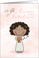 First Communion, Dark-skinned Girl, Congratulations card
