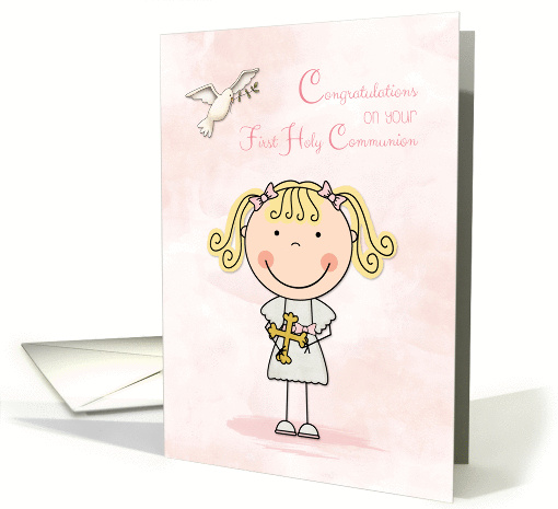 First Communion, Blonde Girl, Congratulations card (1353272)