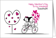 Cartoon Couple on Bicycle, Valentine for Sweetheart card