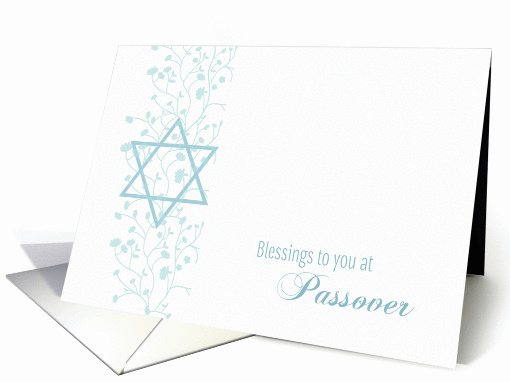 Passover Blessings, Blue Flowers, Star of David card (1356306)