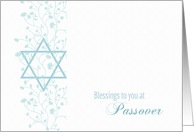 Passover Blessings, Blue Flowers, Star of David card