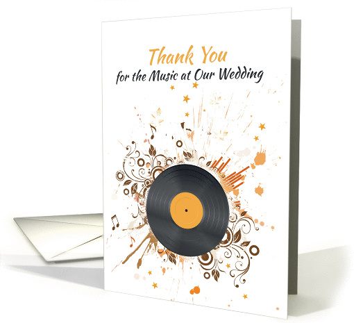 Vinyl Record, Flourishes, Thank You for Wedding Music card (1356540)