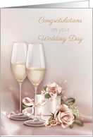 Wedding Congratulations, Wedding Cake, Champagne card
