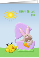 Cute Bunny and Chick, Happy Easter Son card