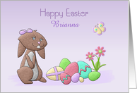 Happy Easter, Cute Rabbit, Easter Eggs and Flowers, Customize Name card