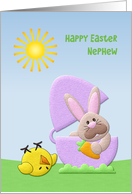 Happy Easter Nephew, Cute Bunny and Chick card