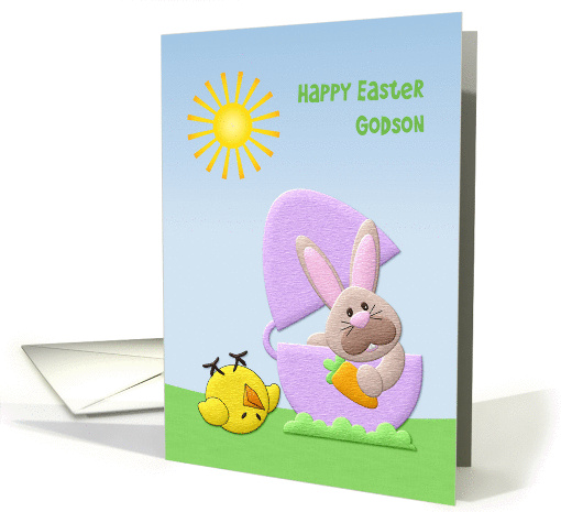Happy Easter Godson, Cute Bunny and Chick card (1358912)