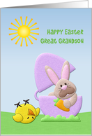Happy Easter Great Grandson, Cute Bunny and Chick card