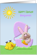 Happy Easter, Cute Bunny and Chick, Customize Name card