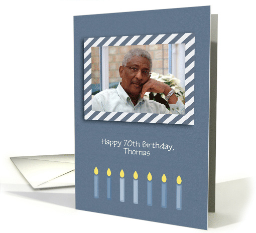 Blue Candles, Birthday Photo Card, Customize Name card (1359072)