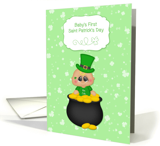 Cute Baby Boy, Pot of Gold, Baby's 1st Saint Patrick's Day card