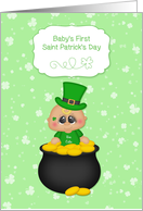 Cute Baby Boy, Pot of Gold, Baby’s 1st Saint Patrick’s Day card