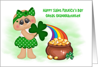 Little Girl, Gold, Rainbow, Saint Patrick’s Day Great Granddaughter card