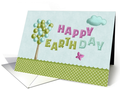 Earth Day Tree, Stitched Felt Look card (1360528)
