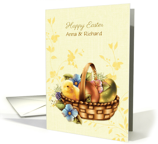 Easter Basket with Eggs and Chick, Yellow, Customize card (1360954)