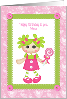 Sweet Girl, Buttons, Lace, Happy Birthday Niece card
