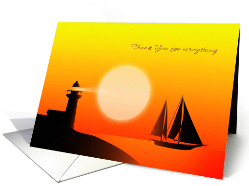 Thank You, Lighthouse, Sailboat, Sunset card (1361844)